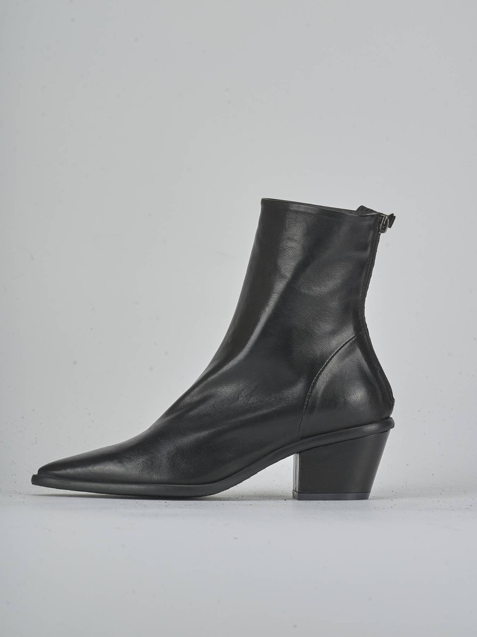 Botines de tacón alto tacón 6 cm negro cuero