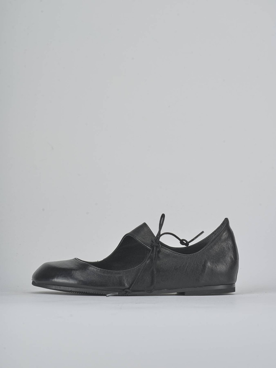 Bailarinas tacón 1 cm negro cuero