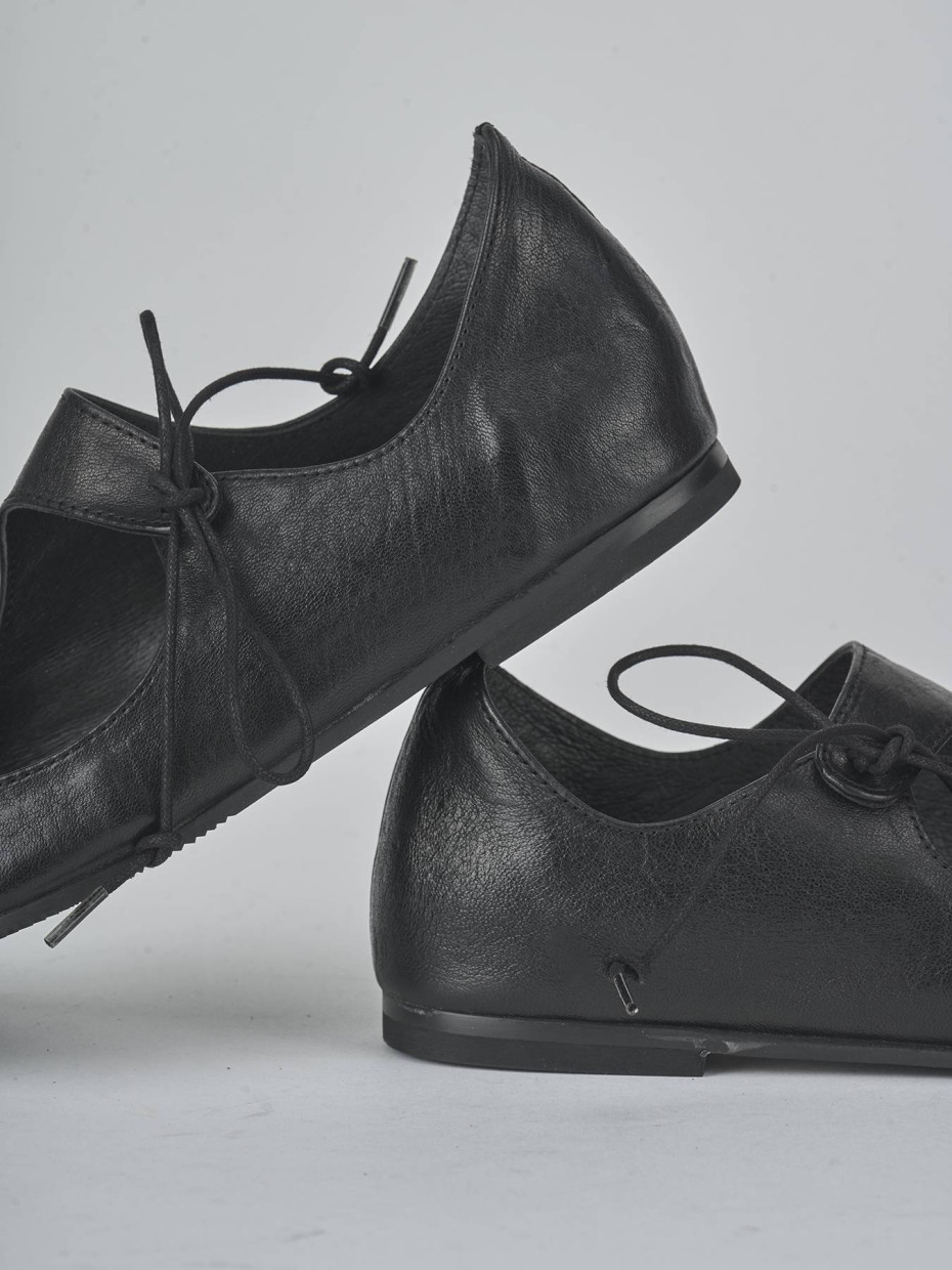 Bailarinas tacón 1 cm negro cuero