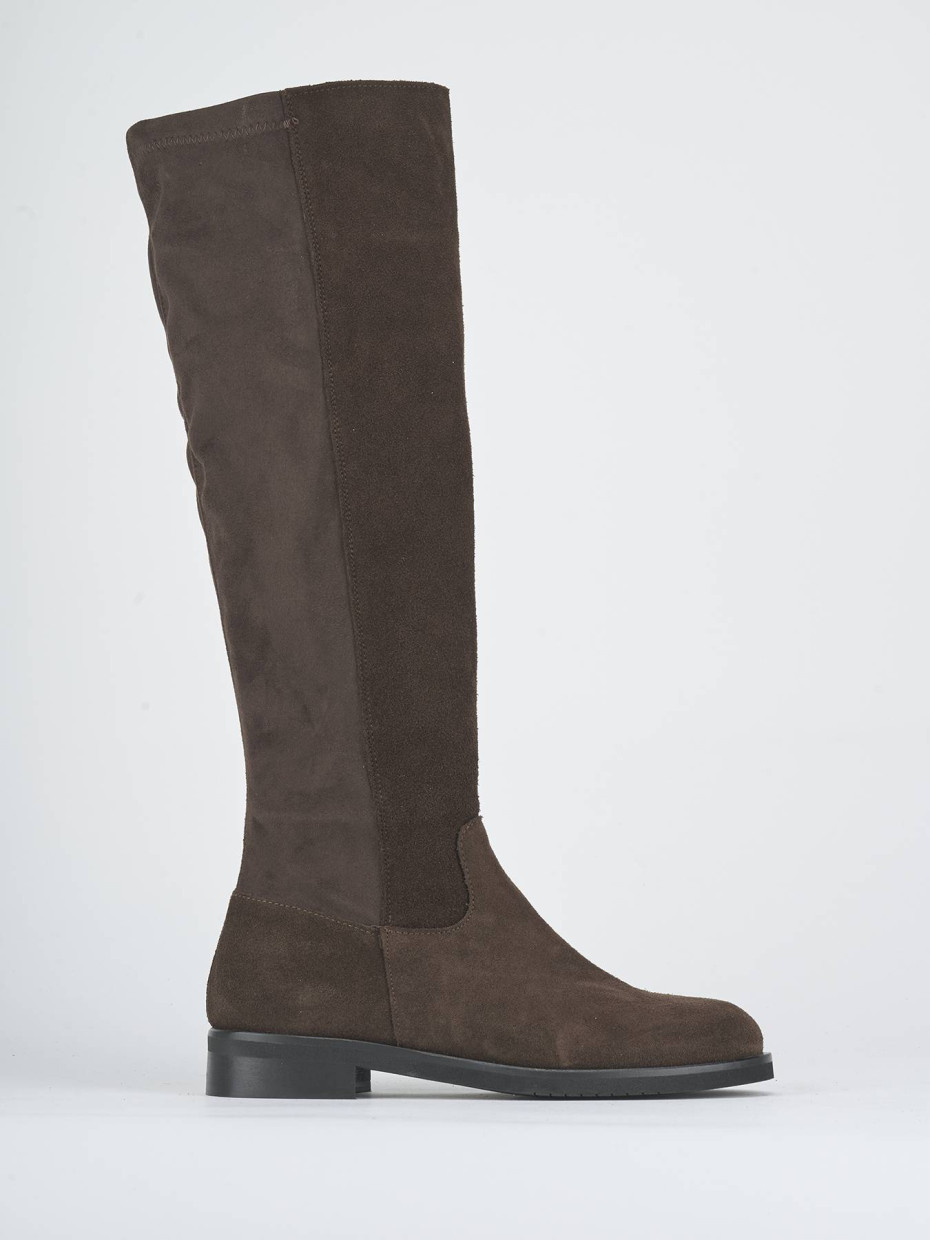 Stivali tacco 2cm camoscio testa
