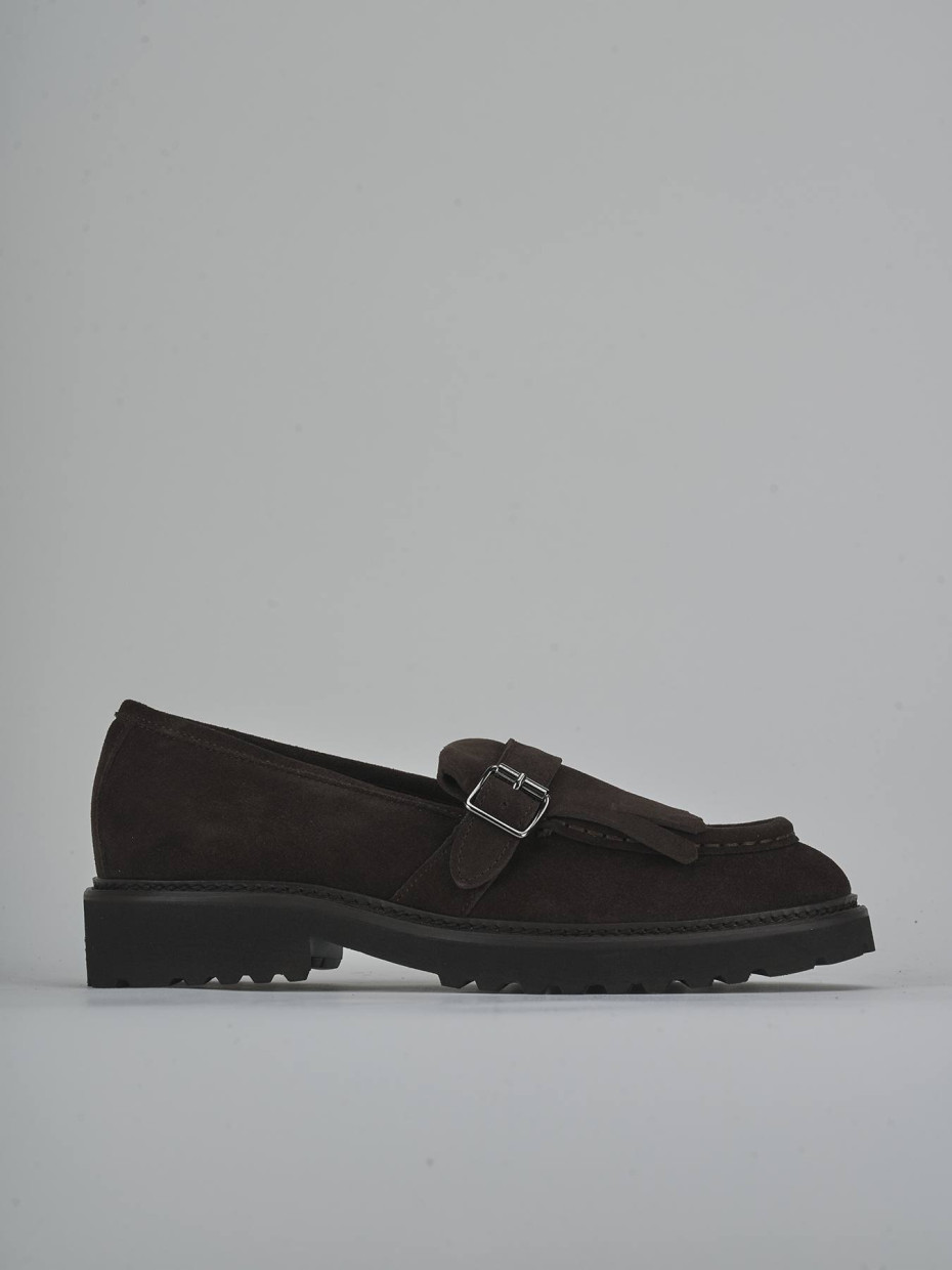 Mocasines tacón 2 cm marrón oscuro ante