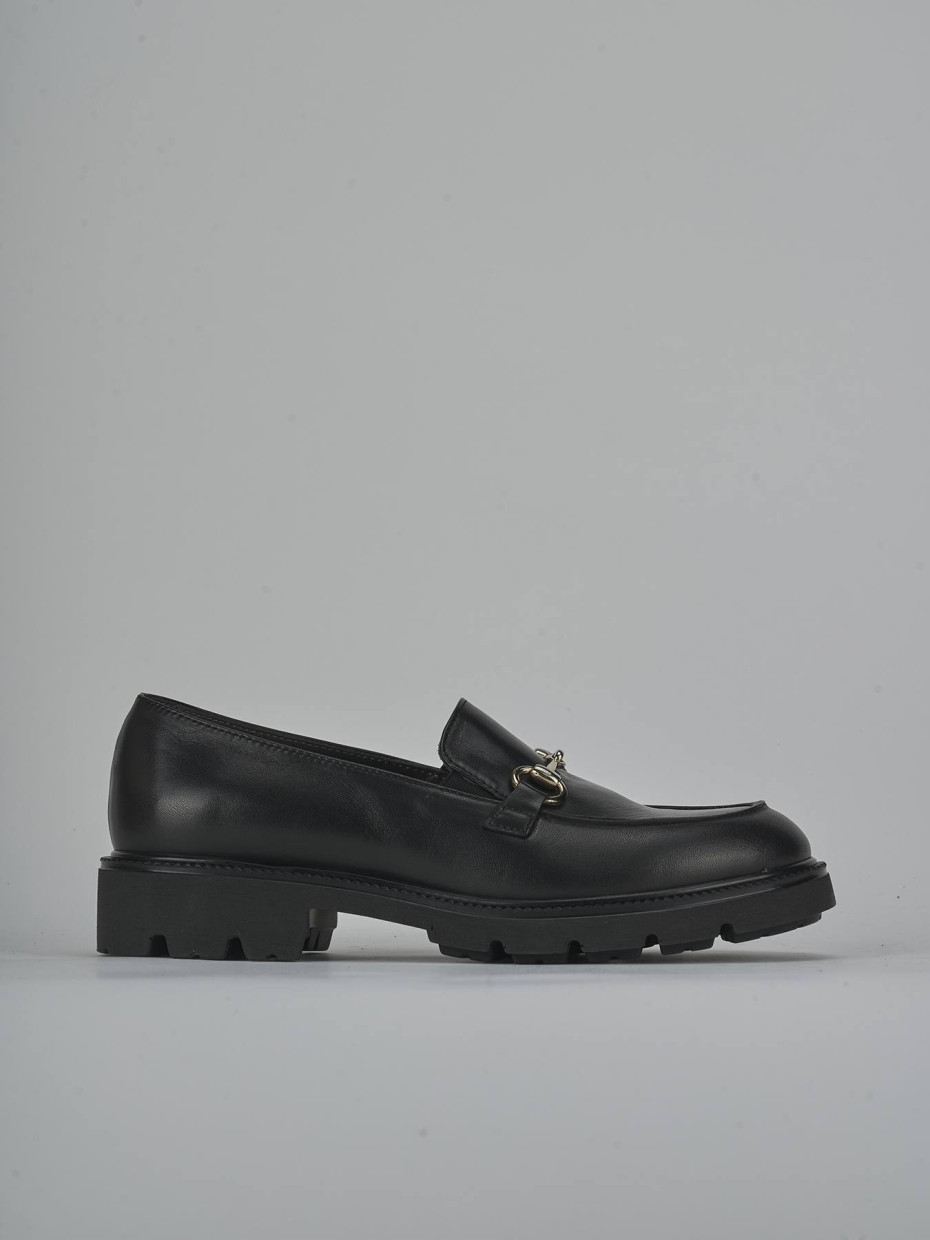 Mocasines tacón 2 cm negro cuero
