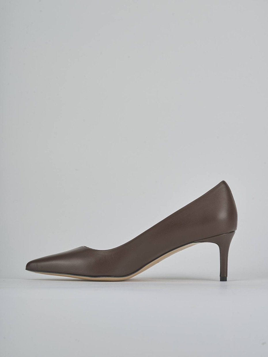 Zapatos de salón tacón 5 cm marrón oscuro cuero