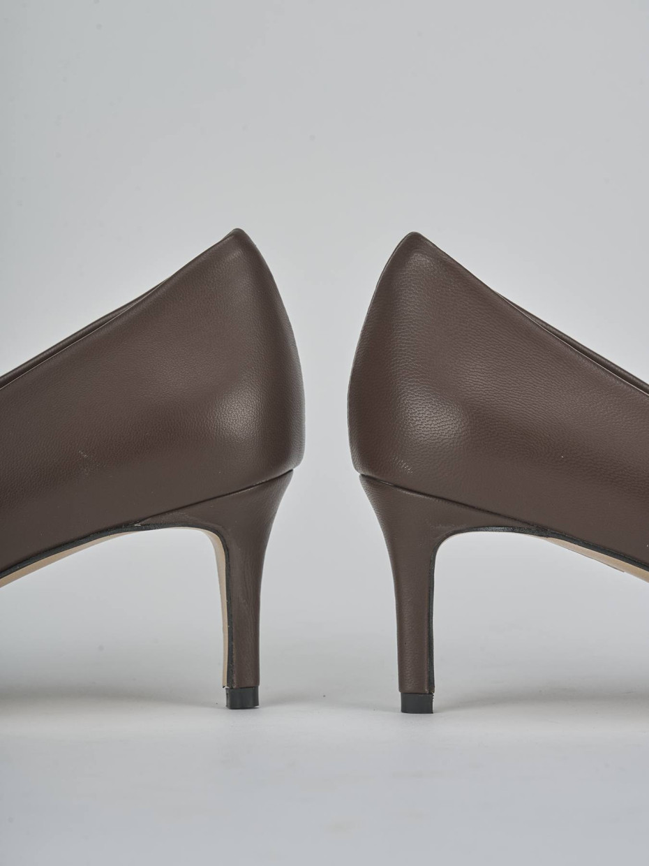 Zapatos de salón tacón 5 cm marrón oscuro cuero