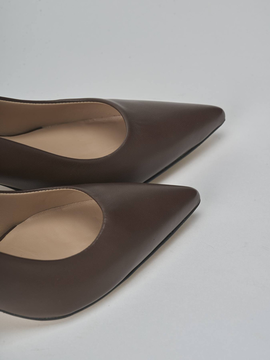 Zapatos de salón tacón 5 cm marrón oscuro cuero