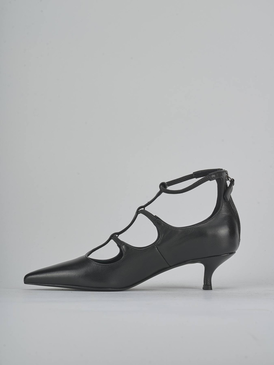 Zapatos de salón tacón 5 cm negro cuero
