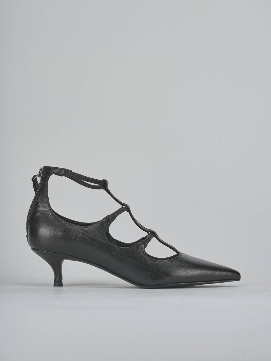 Zapatos de salón tacón 5 cm negro cuero