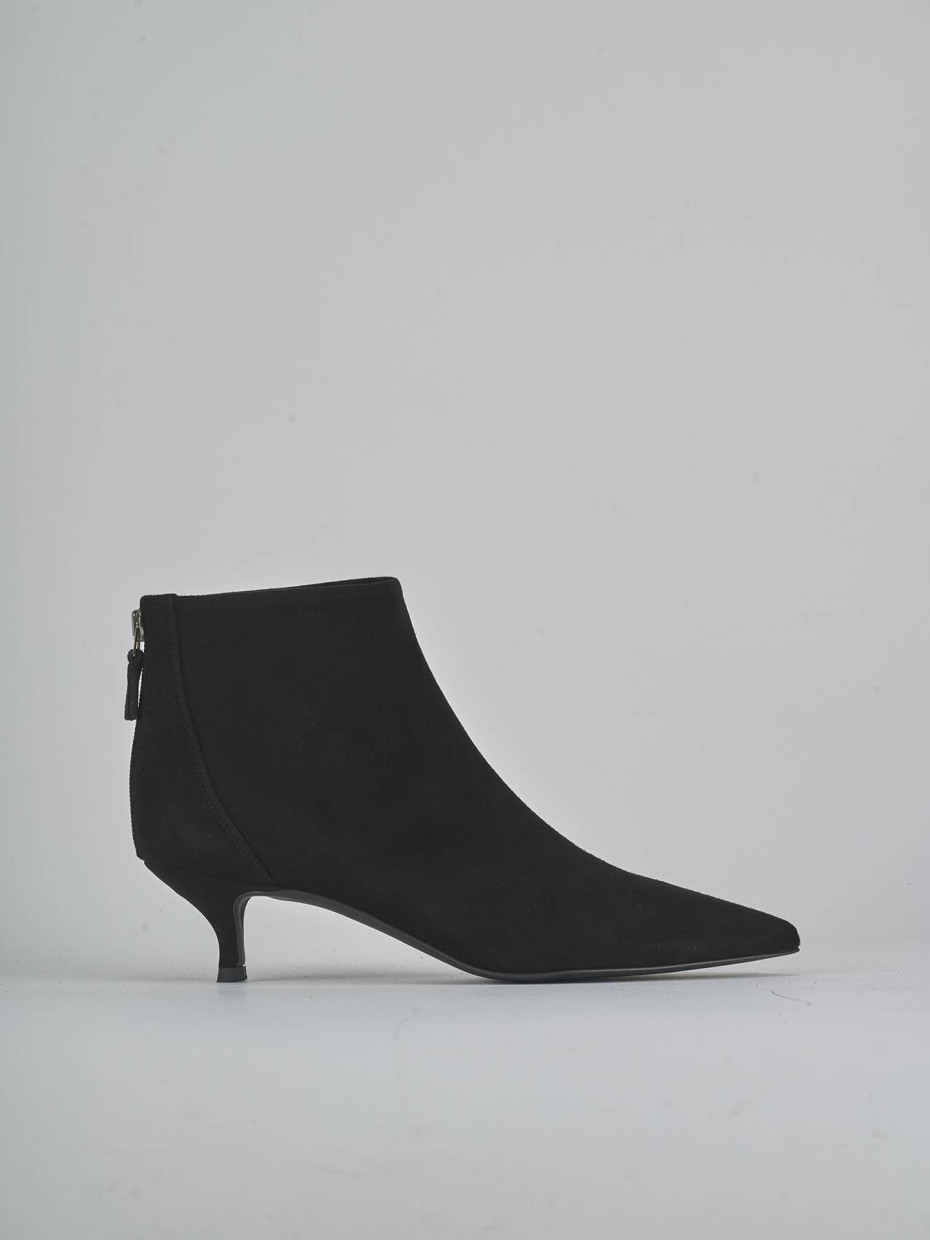 Botines de tacón alto tacón 5 cm negro ante