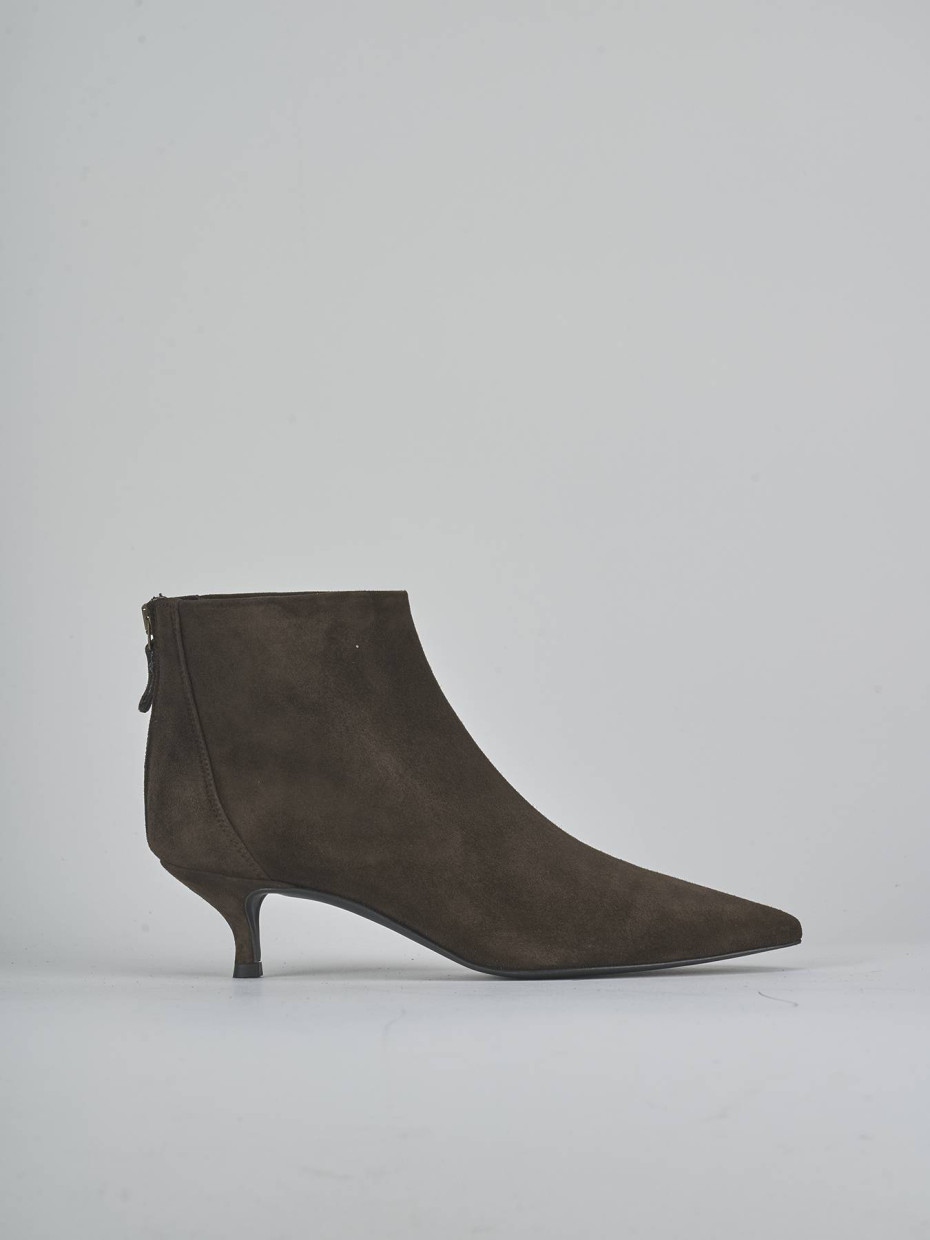 Botines de tacón alto tacón 5 cm marrón oscuro ante