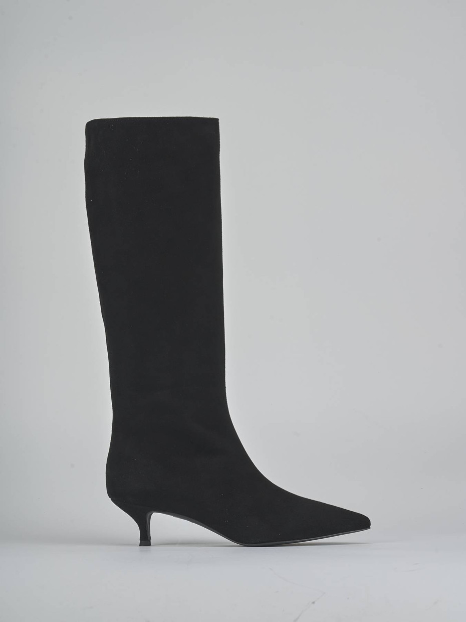 Botas de tacón bajo tacón 4 cm negro ante