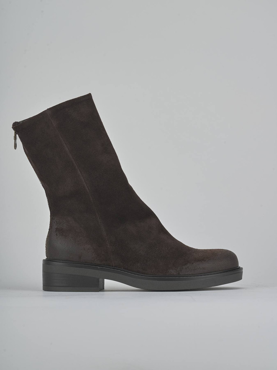 Stivaletti tacco 3cm camoscio testa