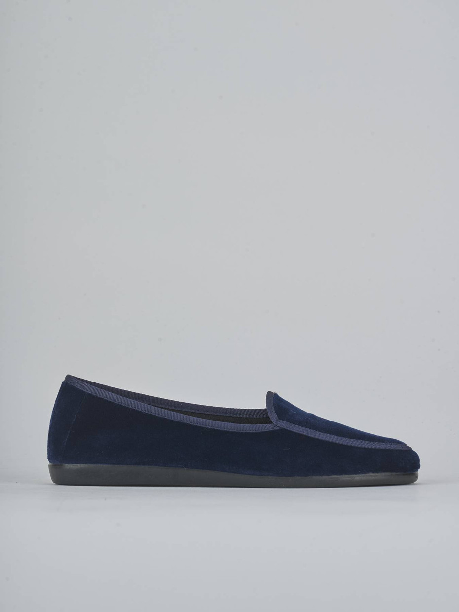 Flat shoes heel 1 cm blu velvet