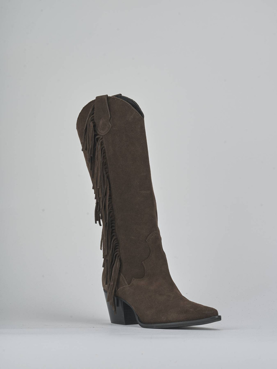 Stivali tacco 6cm camoscio testa