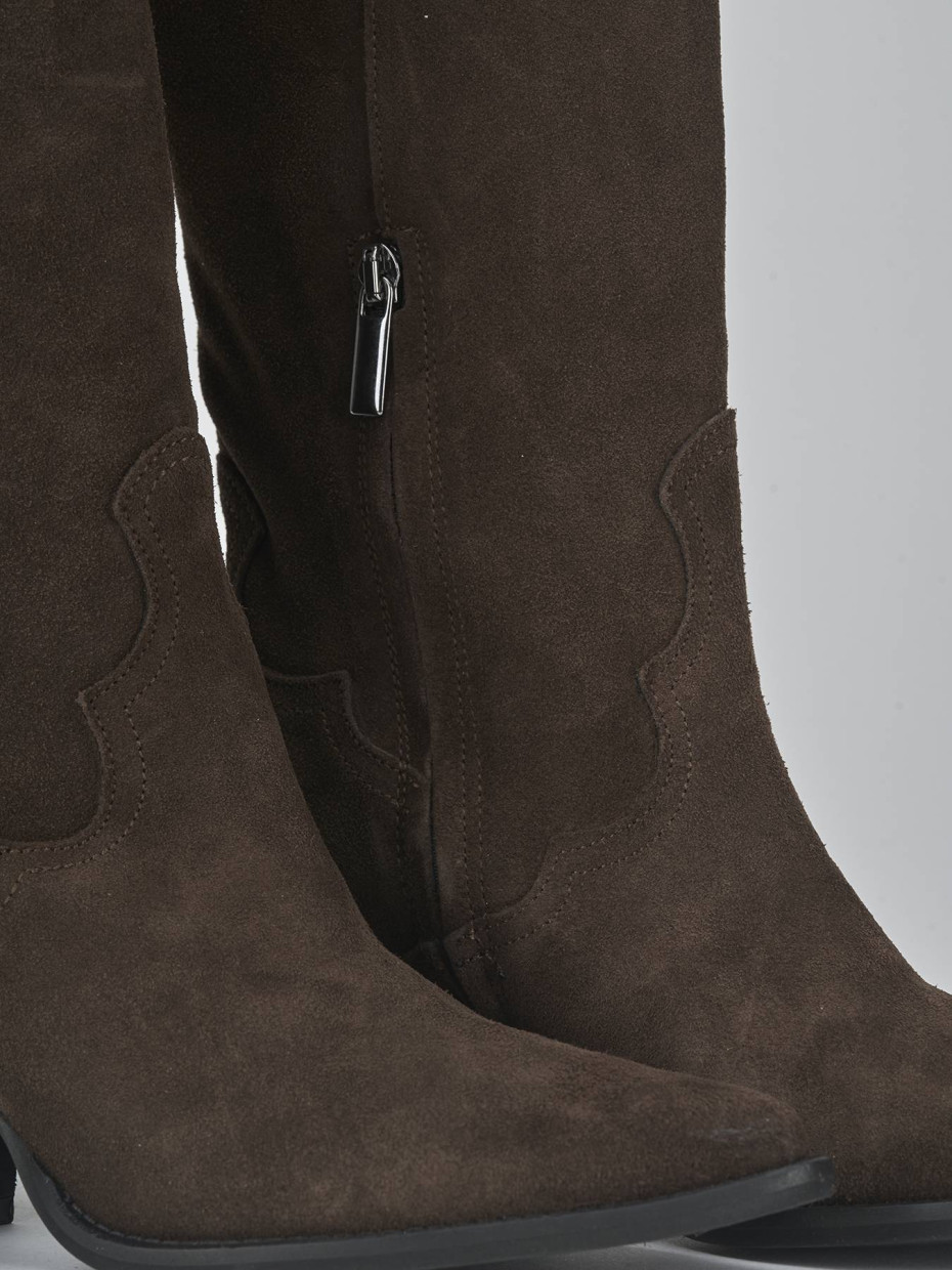 Stivali tacco 6cm camoscio testa
