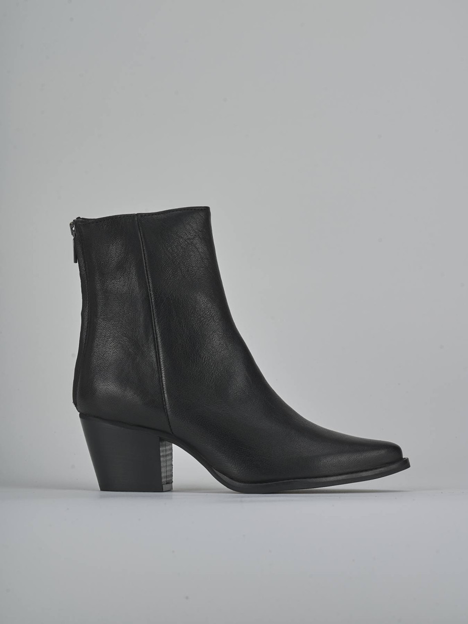 Botines de tacón alto tacón 5 cm negro cuero