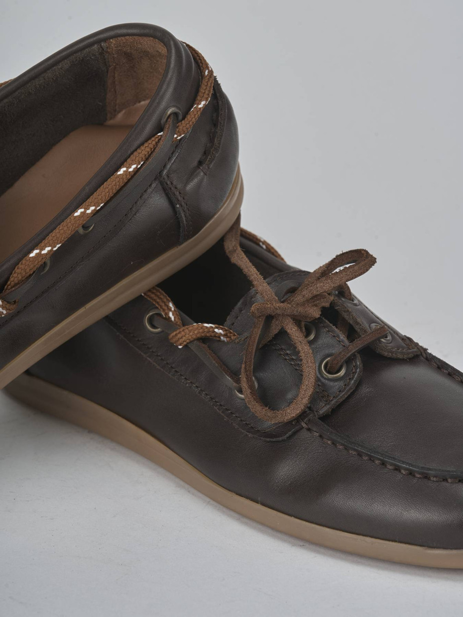 Mocasines tacón 1 cm marrón oscuro cuero