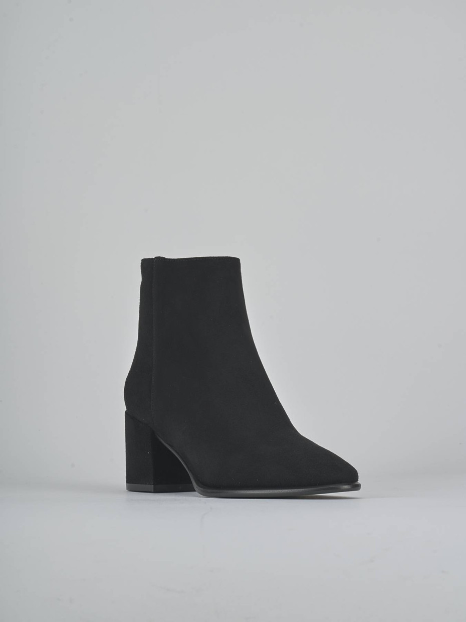 High heel ankle boots heel 5 cm black suede