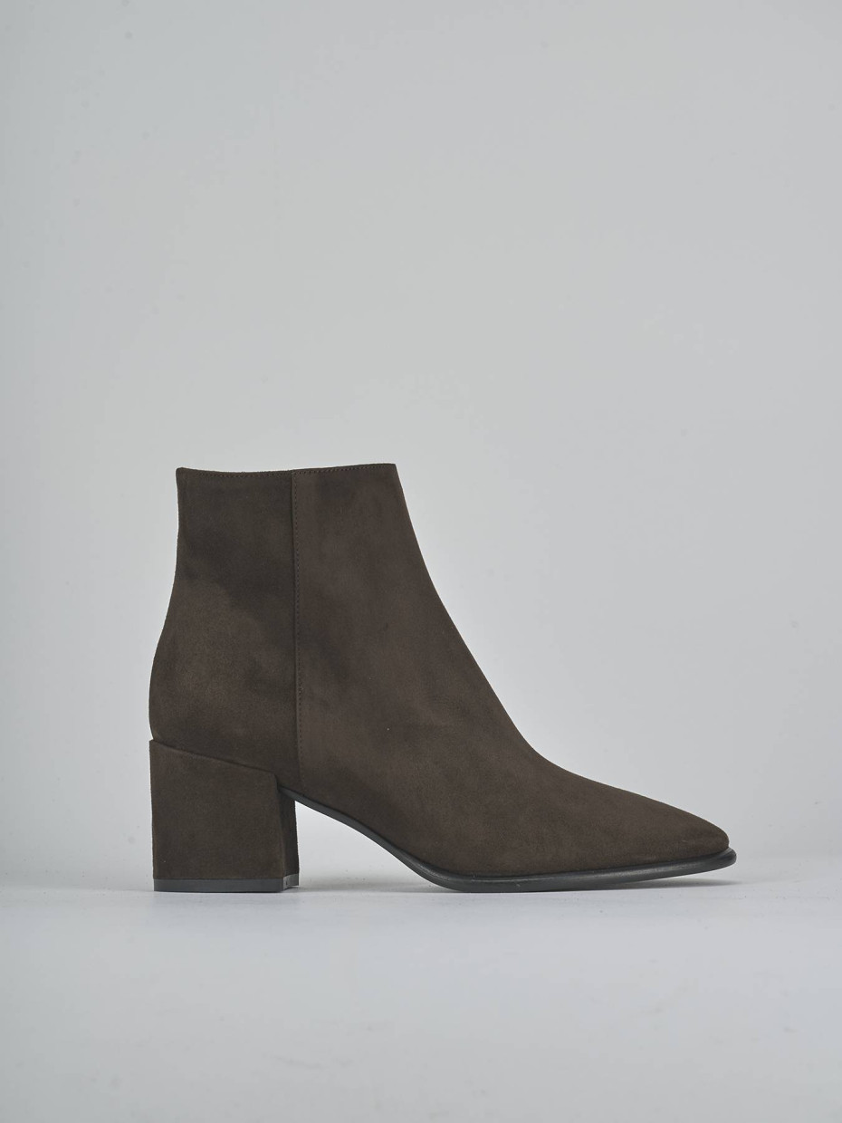 Botines de tacón alto tacón 5 cm marrón oscuro ante