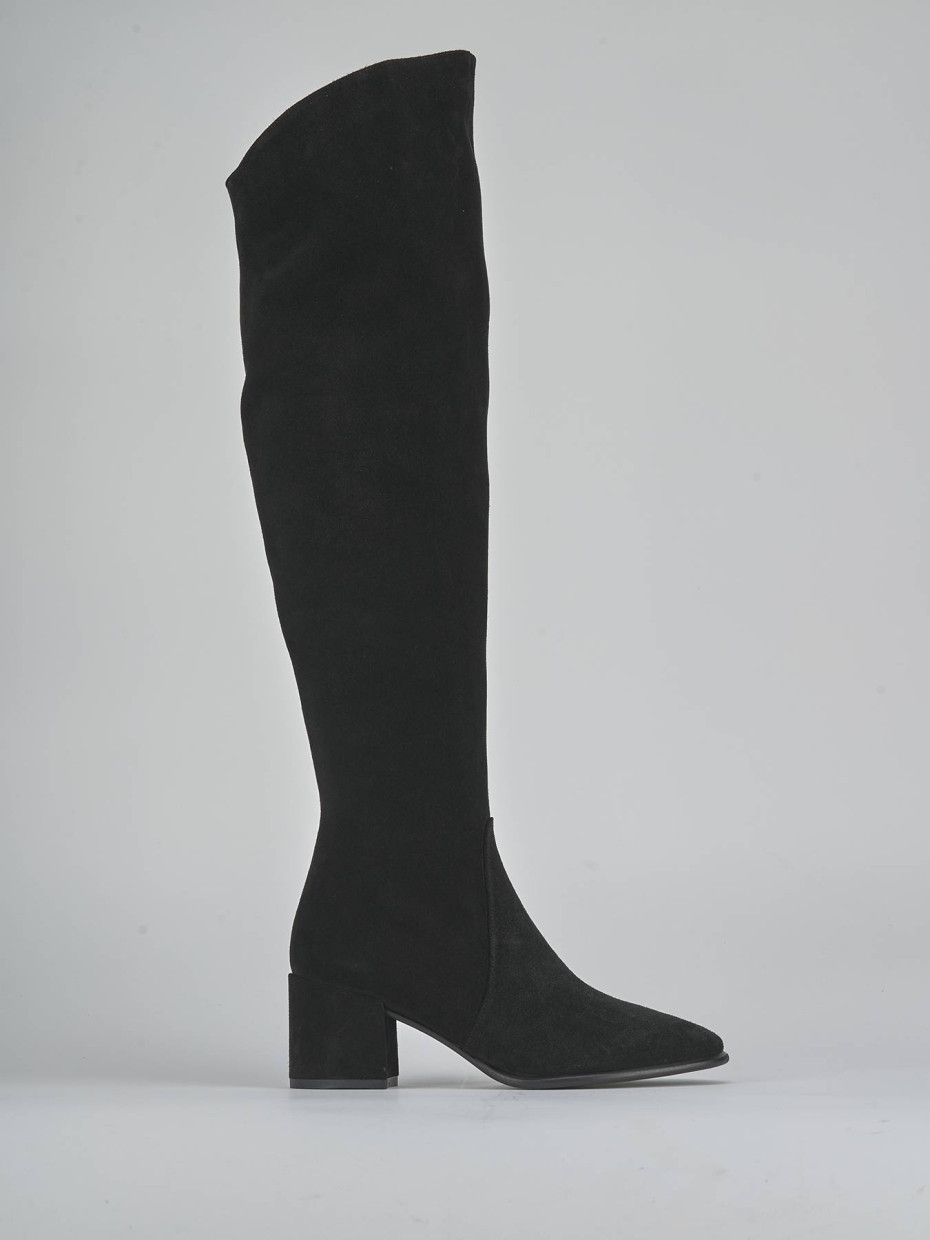 Botas de tacón alto tacón 6 cm negro ante