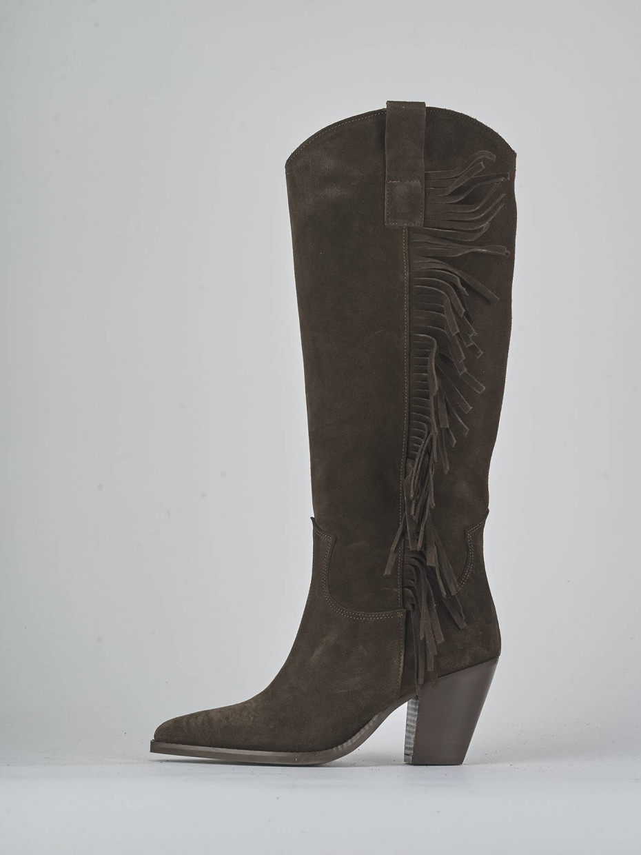 High heel boots heel 6 cm dark brown suede
