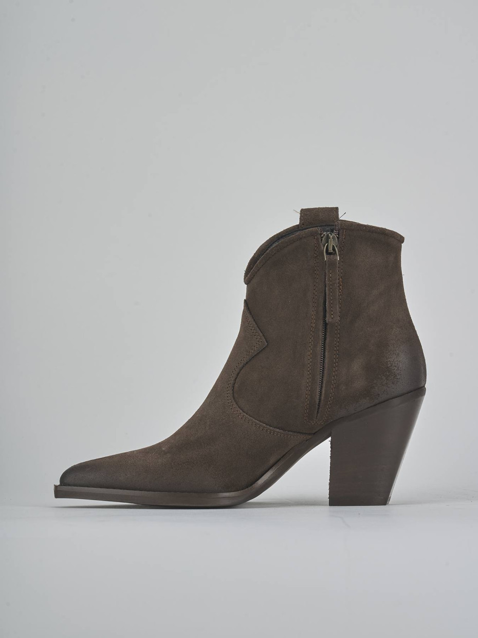 Botines de tacón alto tacón 8 cm marrón oscuro ante