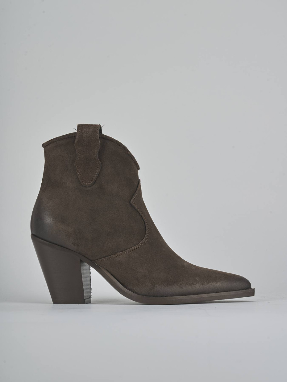 Botines de tacón alto tacón 8 cm marrón oscuro ante