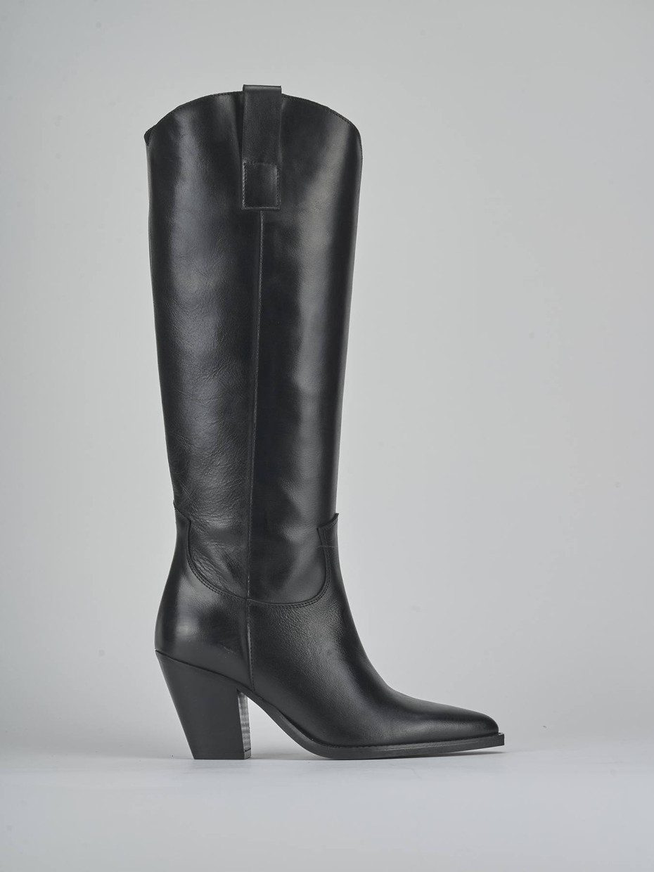 Stivali tacco 8cm pelle nero