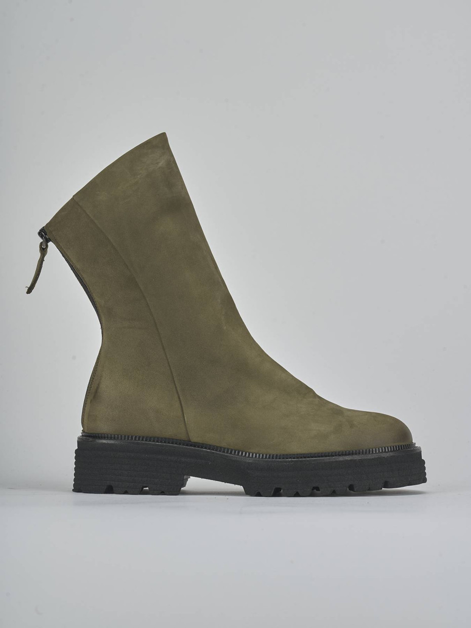 Stivaletti tacco 2cm nabuk verde