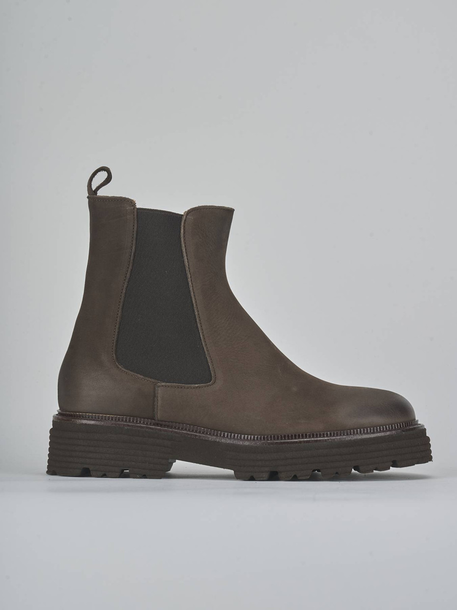 Botines de tacón bajo tacón 2 cm marrón oscuro nobuk