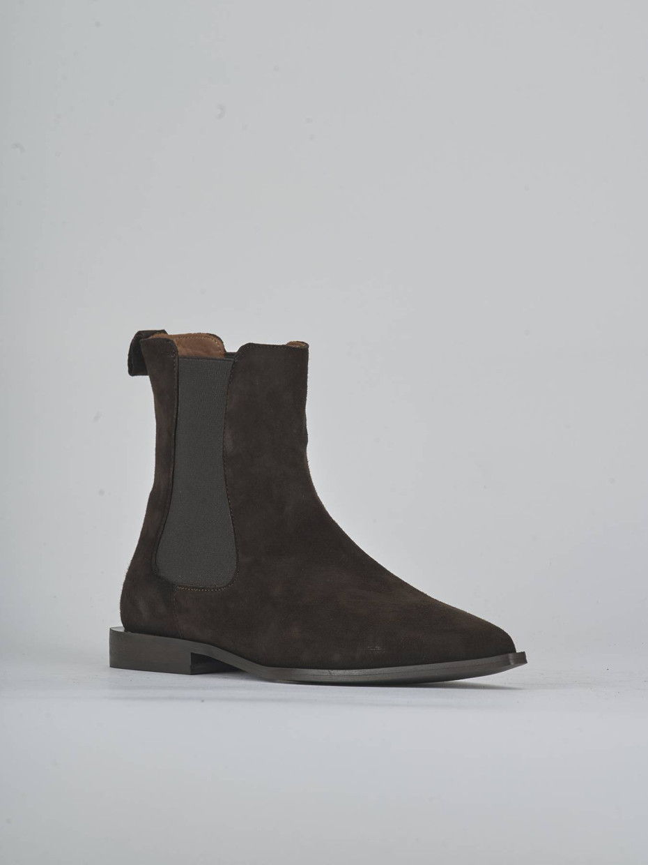 Low heel ankle boots heel 2 cm dark brown suede