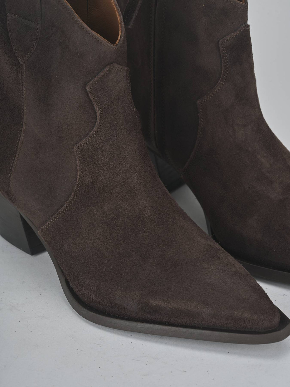 Botines de tacón alto tacón 6 cm marrón oscuro ante