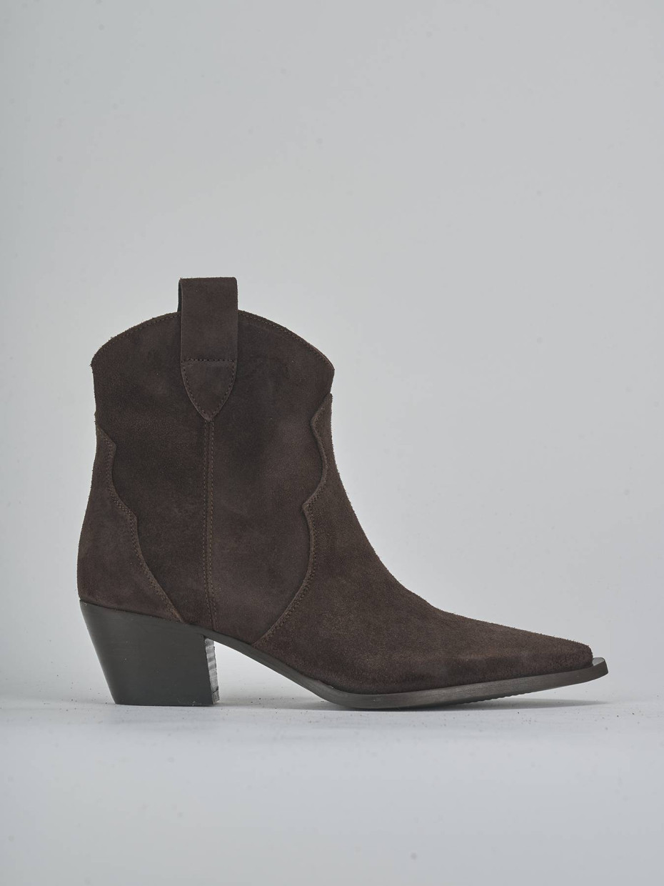 Botines de tacón alto tacón 6 cm marrón oscuro ante