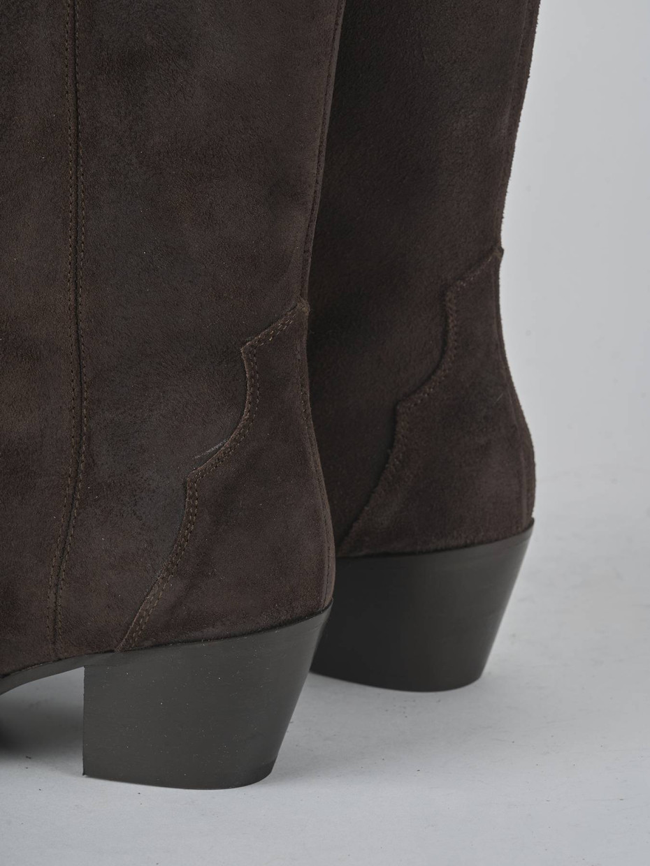 Stivali tacco 5cm camoscio testa