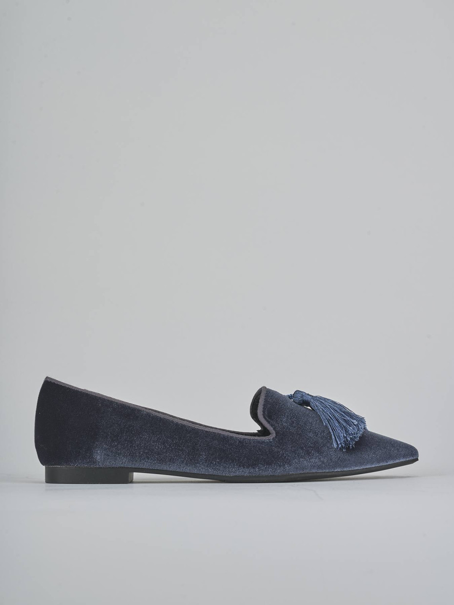 Flat shoes heel 1 cm blu velvet