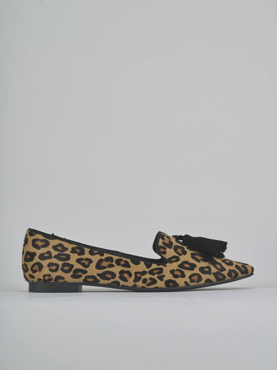 Bailarinas tacón 1 cm multicolor cuero de vaca con pelo
