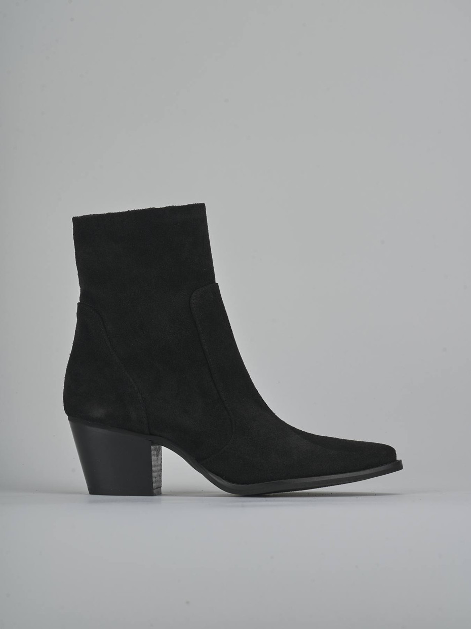 Stivaletti tacco 7cm camoscio nero