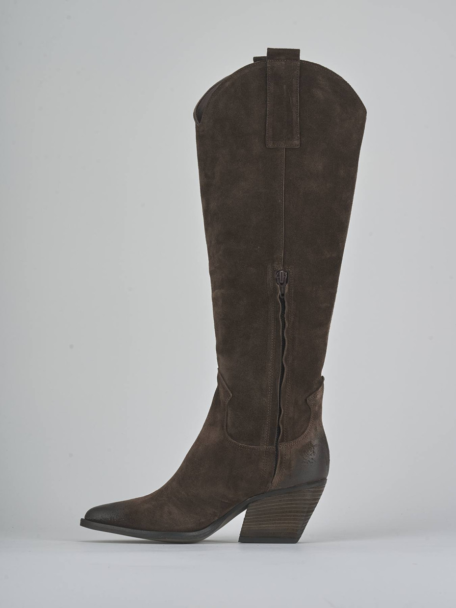 Stivali tacco 6cm camoscio testa