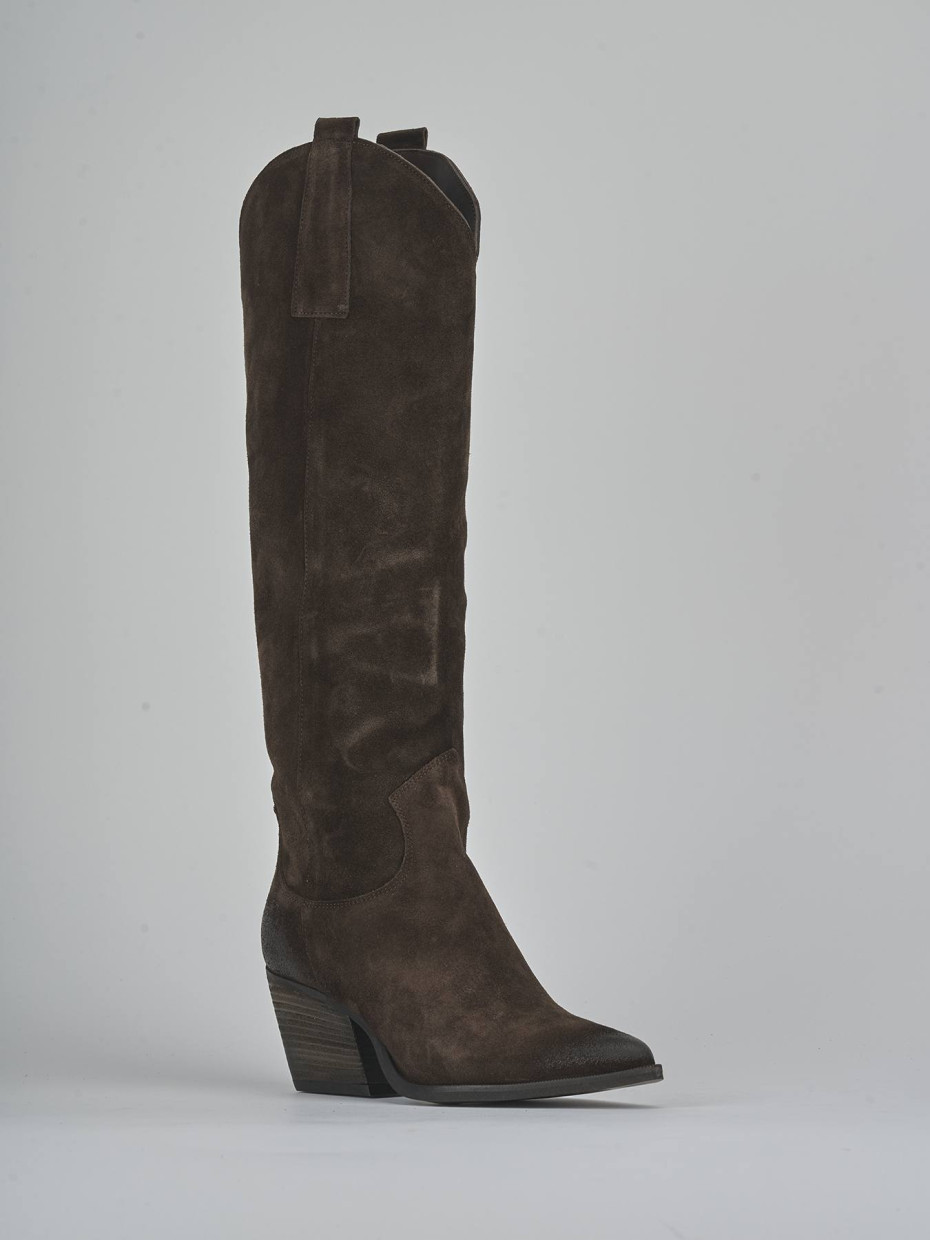 Stivali tacco 6cm camoscio testa