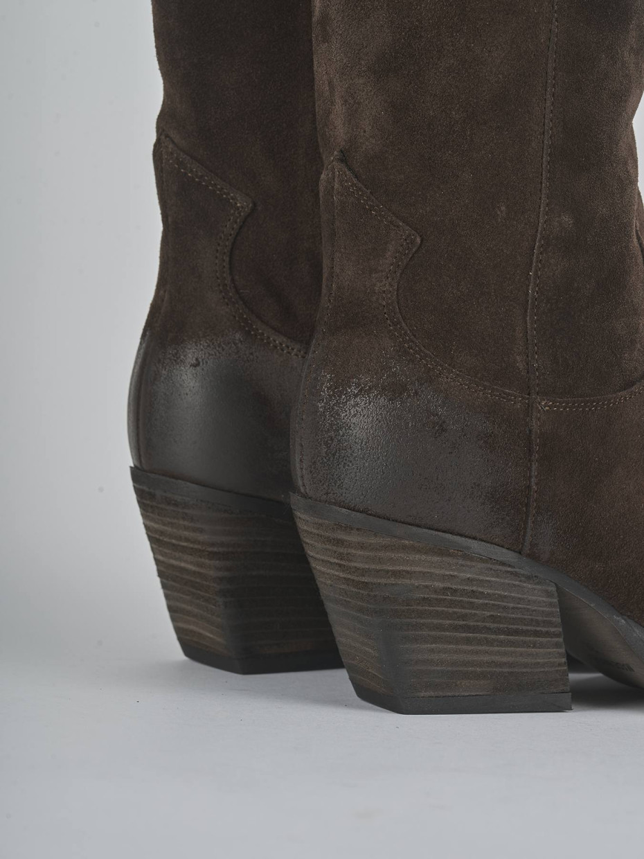 Stivali tacco 6cm camoscio testa