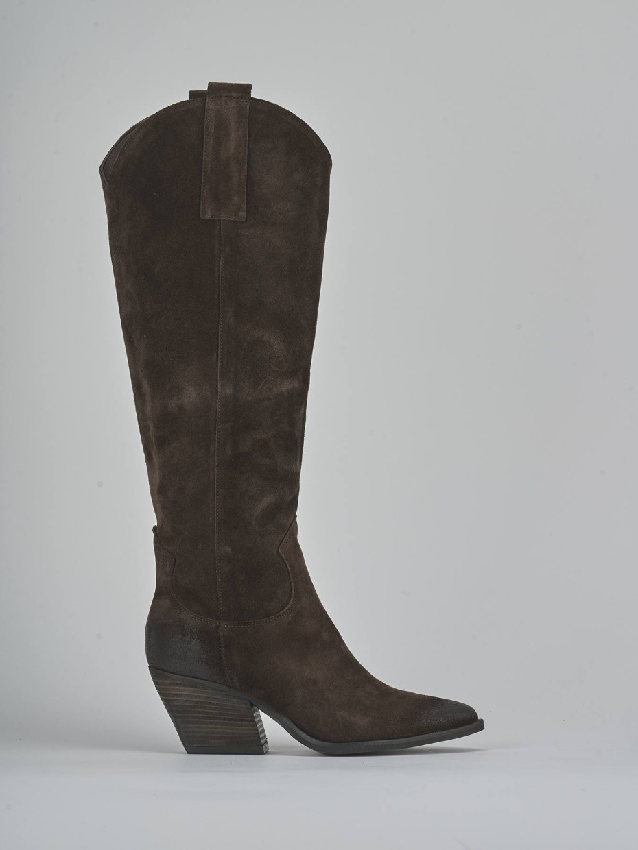 Stivali tacco 6cm camoscio testa