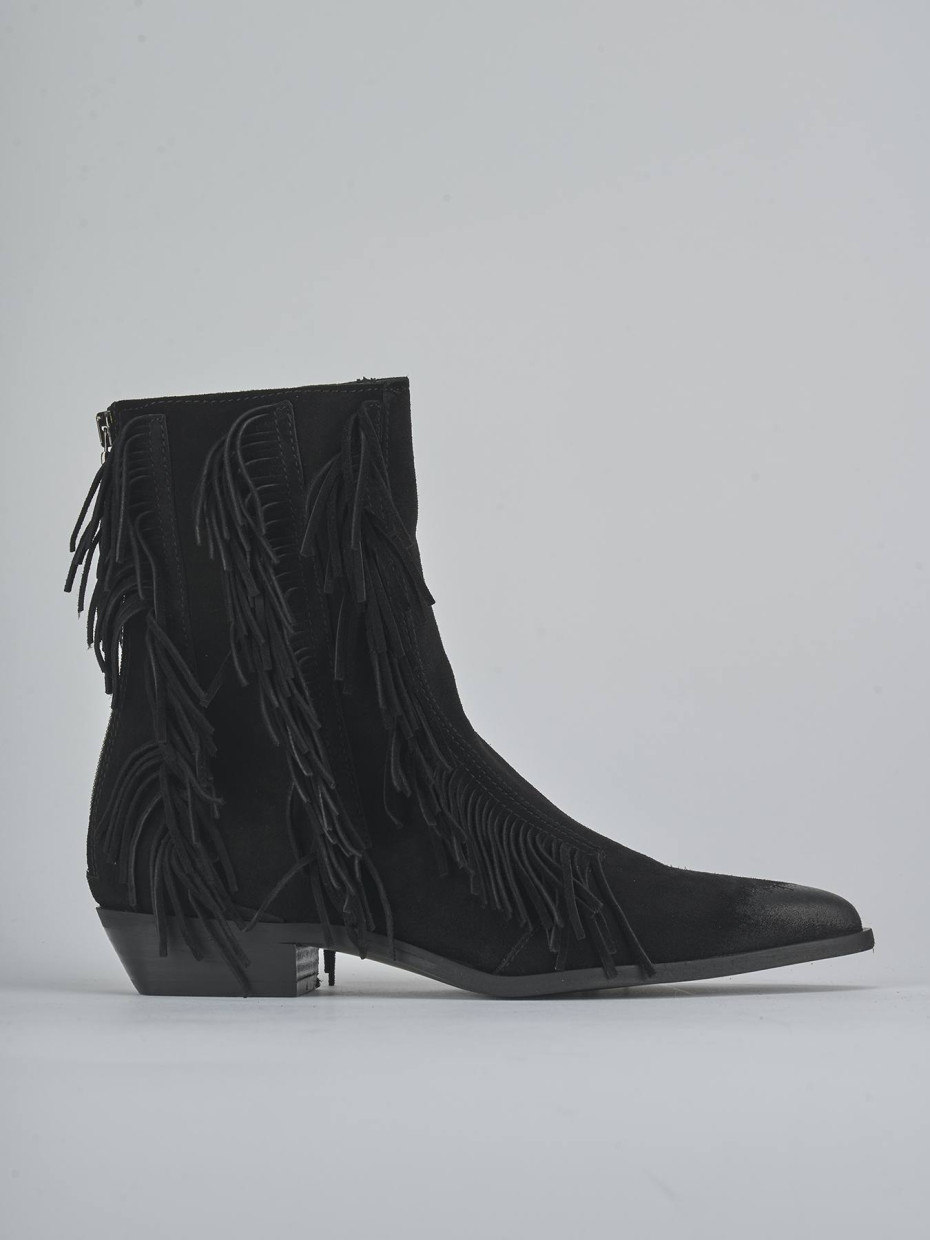 Stivaletti tacco 3cm camoscio nero