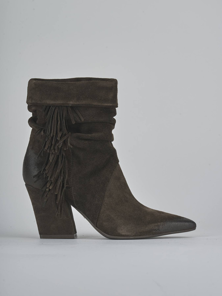 Botines de tacón alto tacón 8 cm marrón oscuro ante