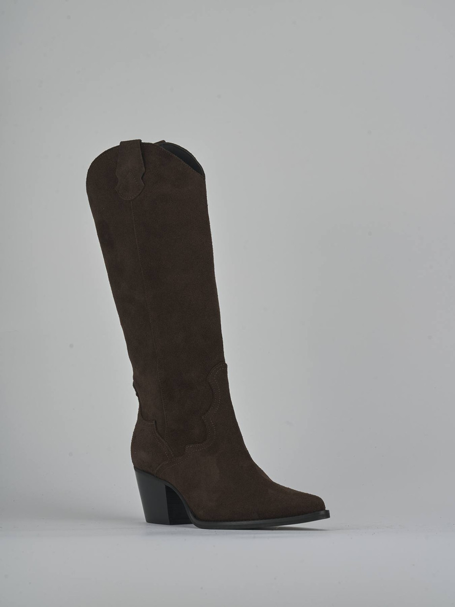 Stivali tacco 6cm camoscio testa
