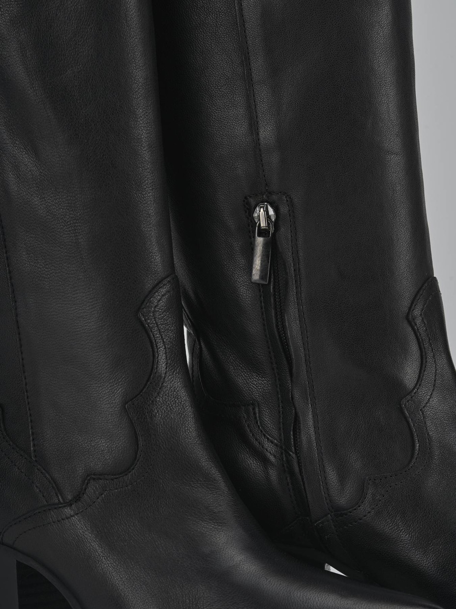 High heel boots heel 6 cm black leather