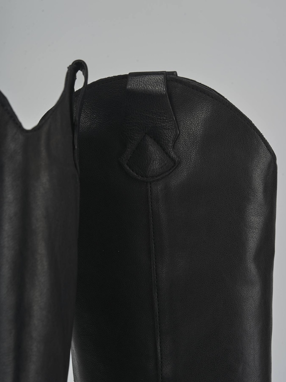 High heel boots heel 6 cm black leather