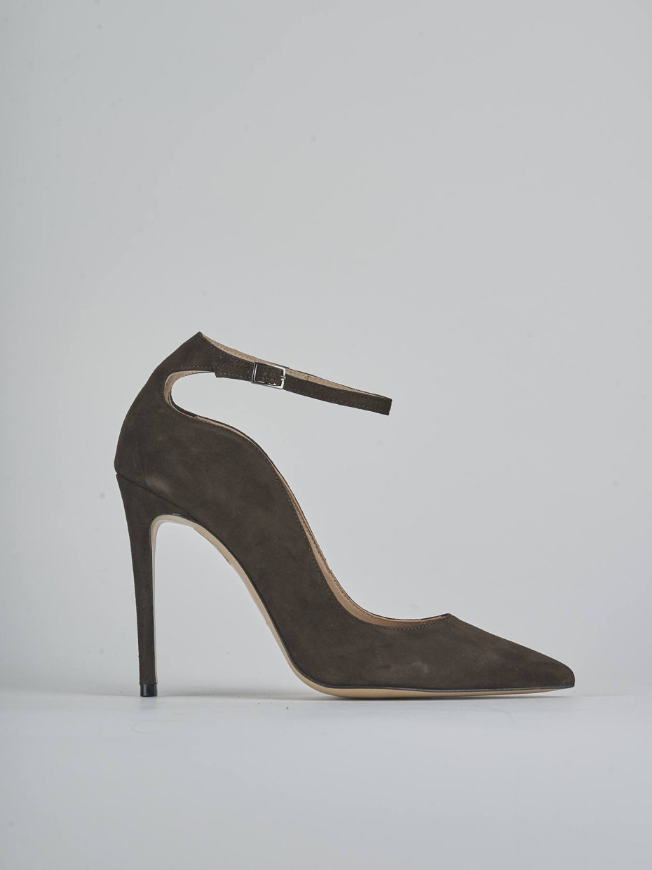 Zapatos de salón tacón 10 cm marrón oscuro ante
