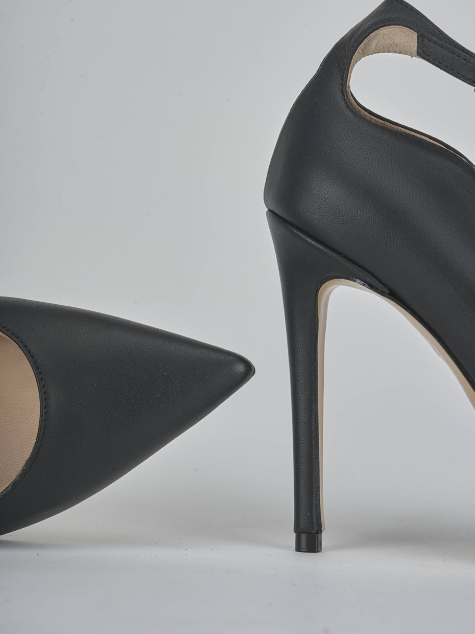 Zapatos de salón tacón 10 cm negro cuero