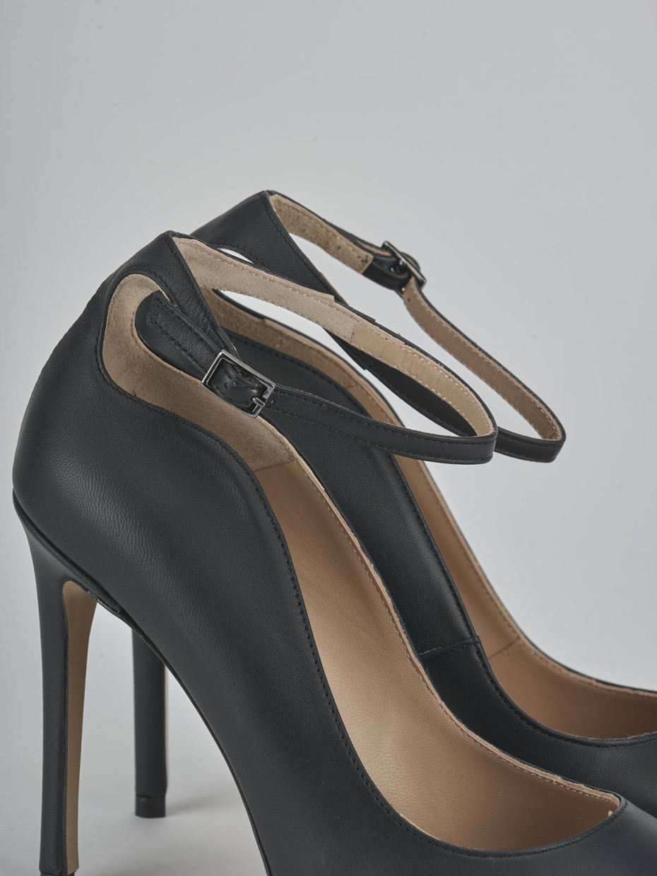 Zapatos de salón tacón 10 cm negro cuero