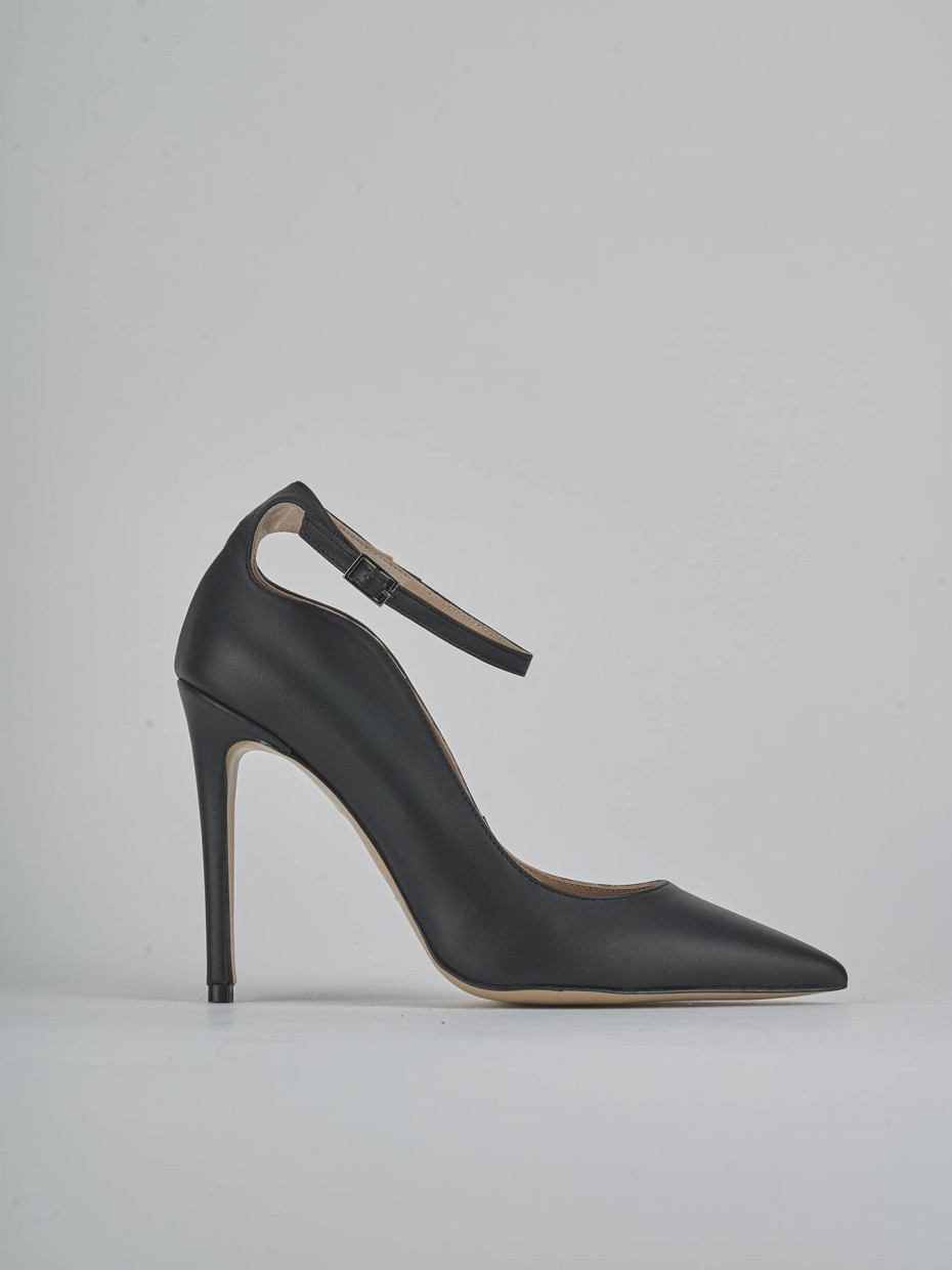 Zapatos de salón tacón 10 cm negro cuero
