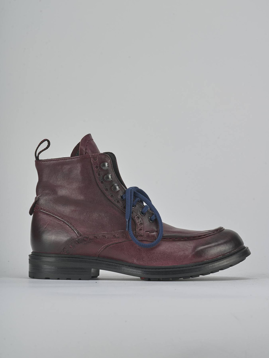 Botas militares burdeos cuero